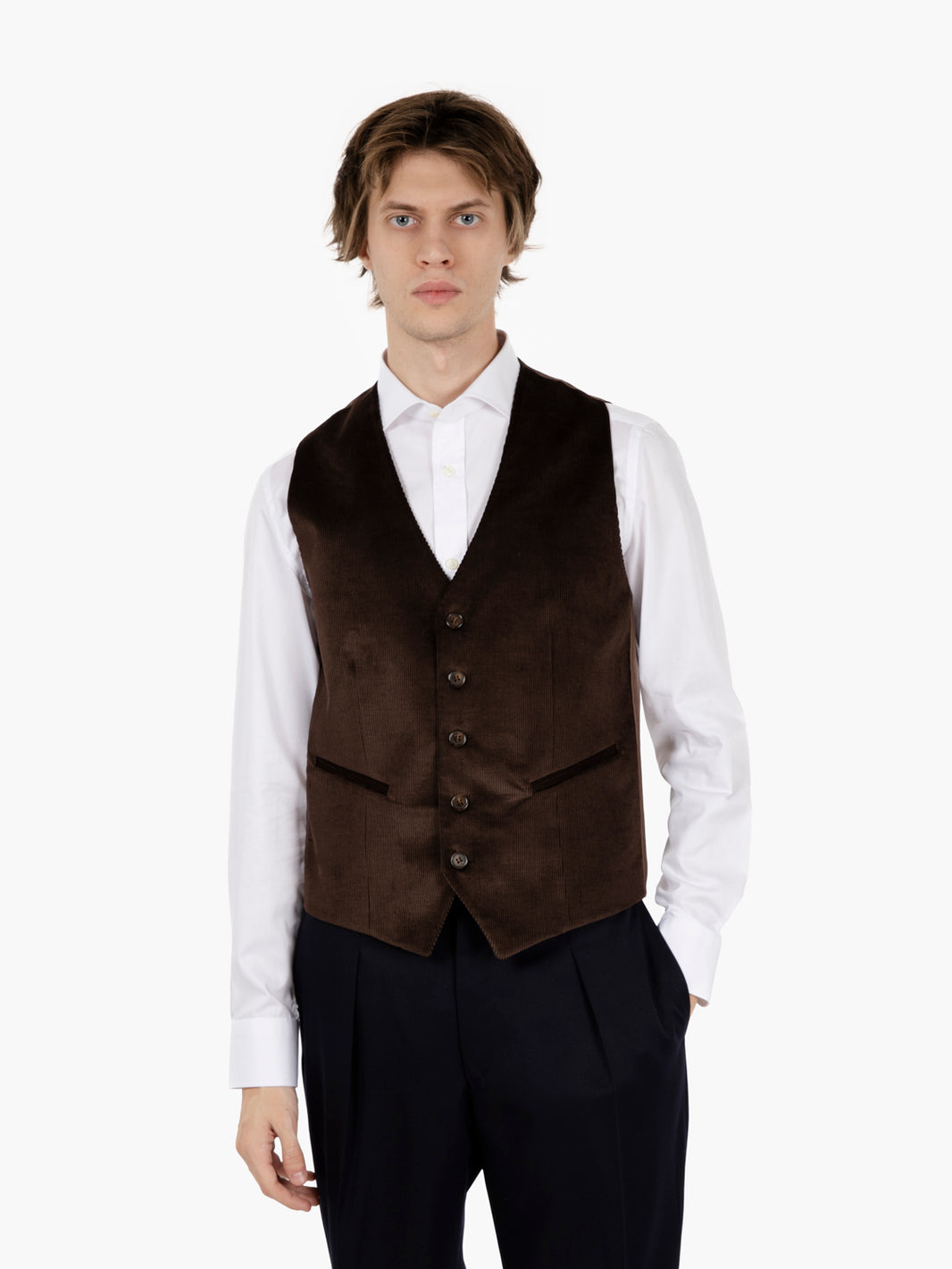 Dark brown velvet vest