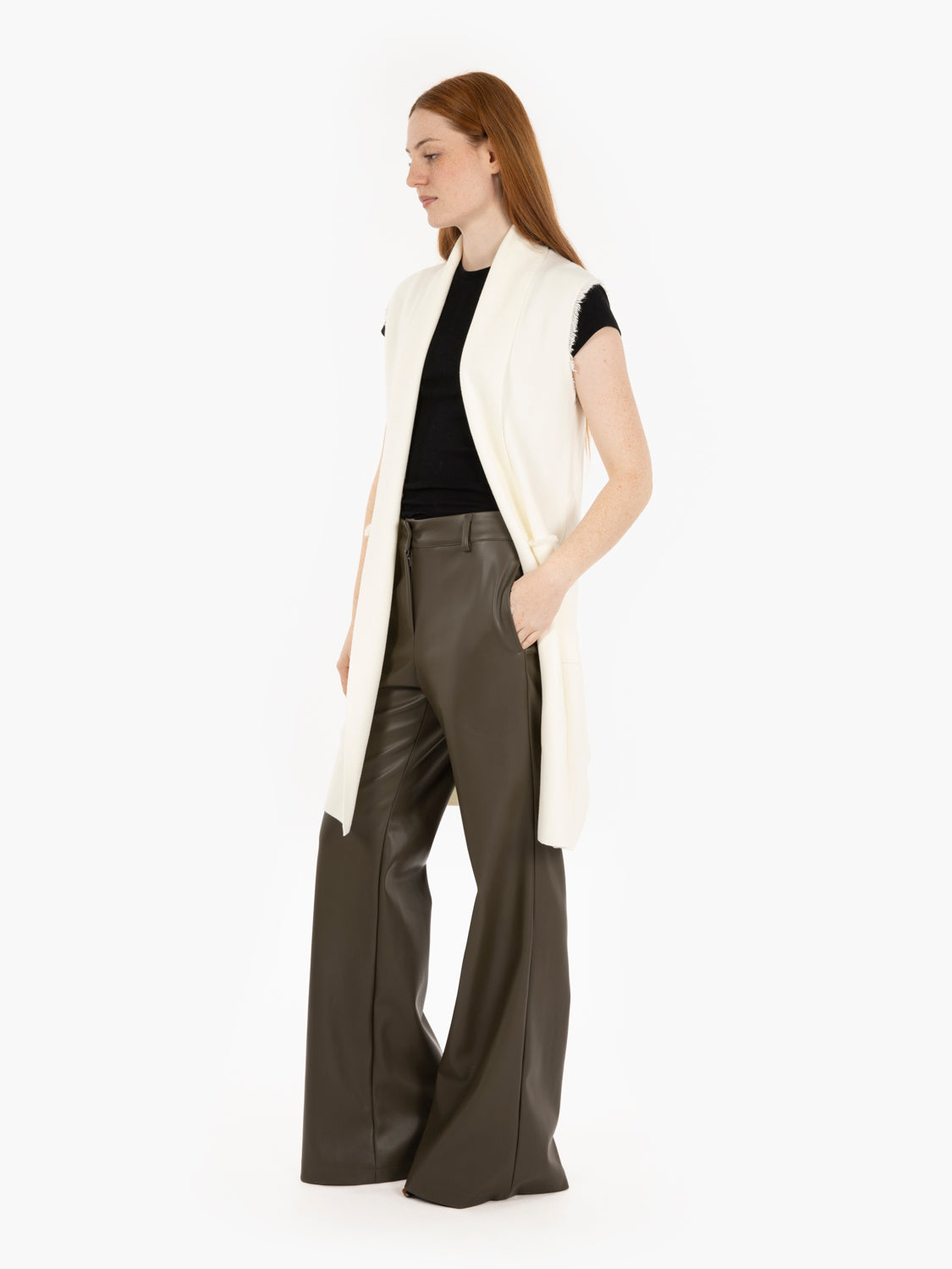 Gilet lungo con tasche bianco