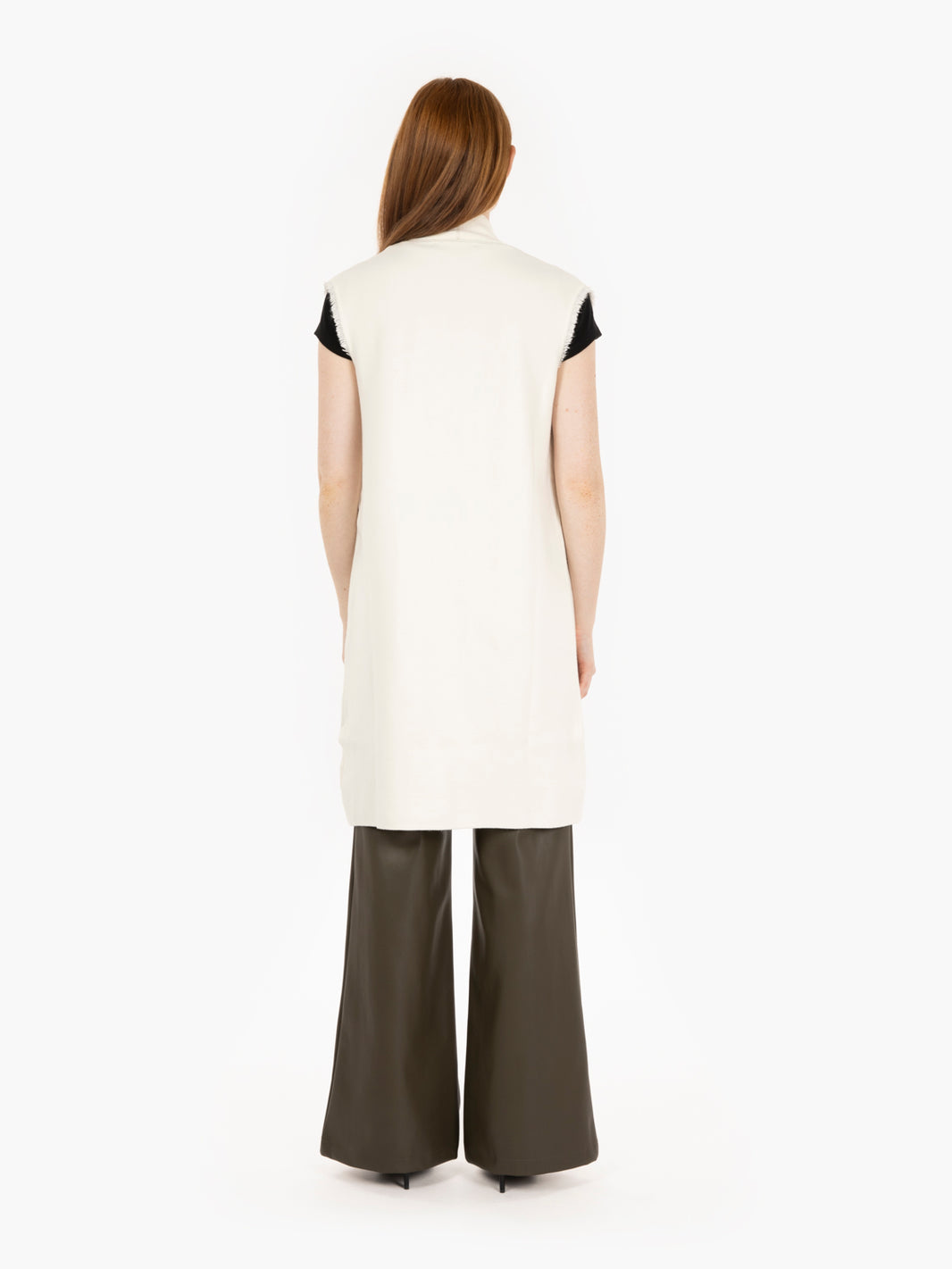 Gilet lungo con tasche bianco