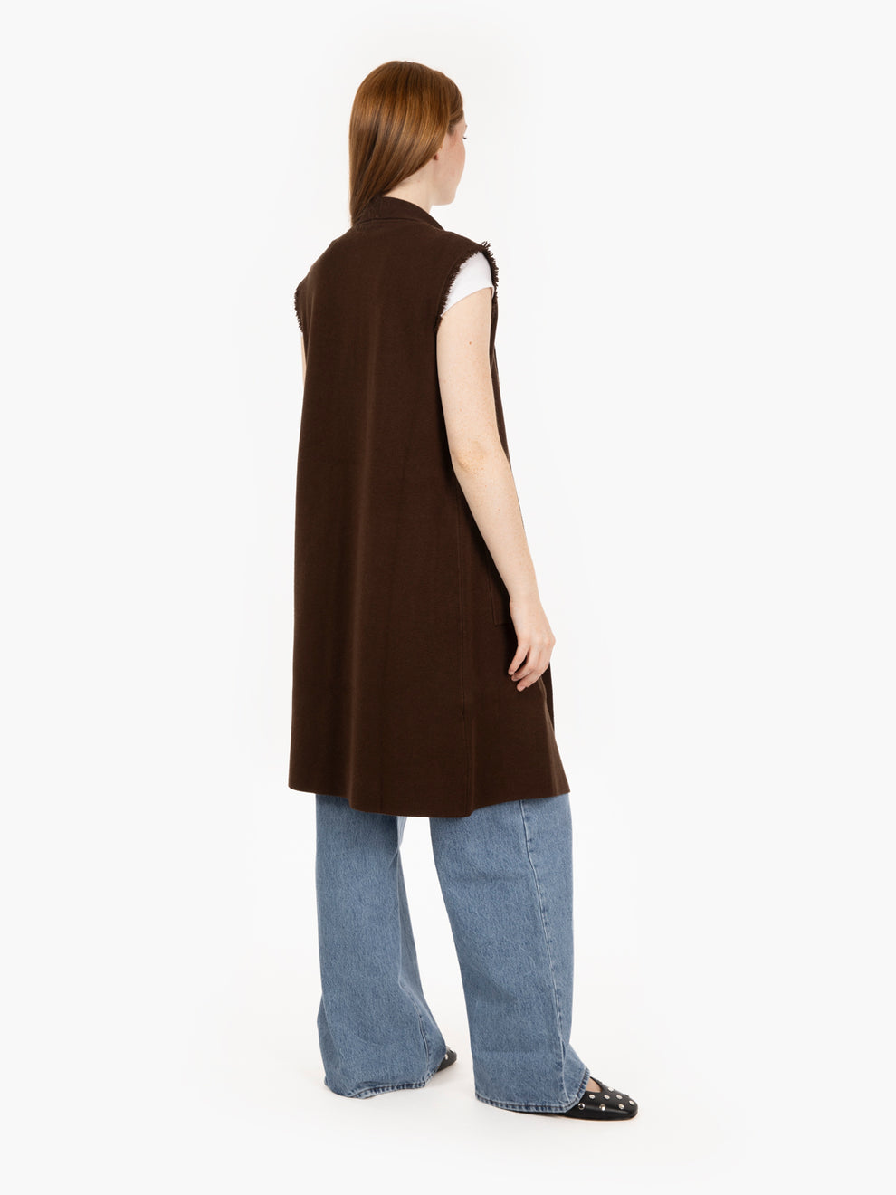 Gilet lungo con tasche nero