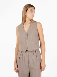 Beige single-breasted vest