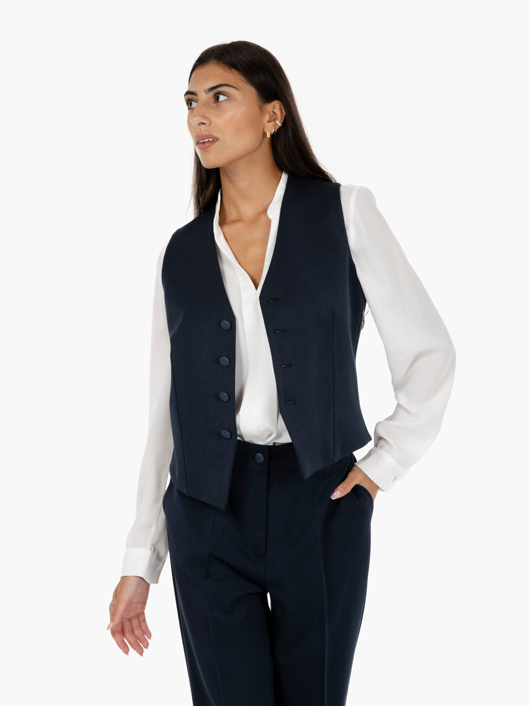 Gilet monopetto blu