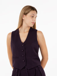 Aubergine Single Breasted Vest