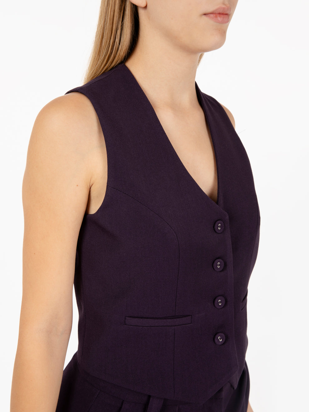 Gilet monopetto melanzana