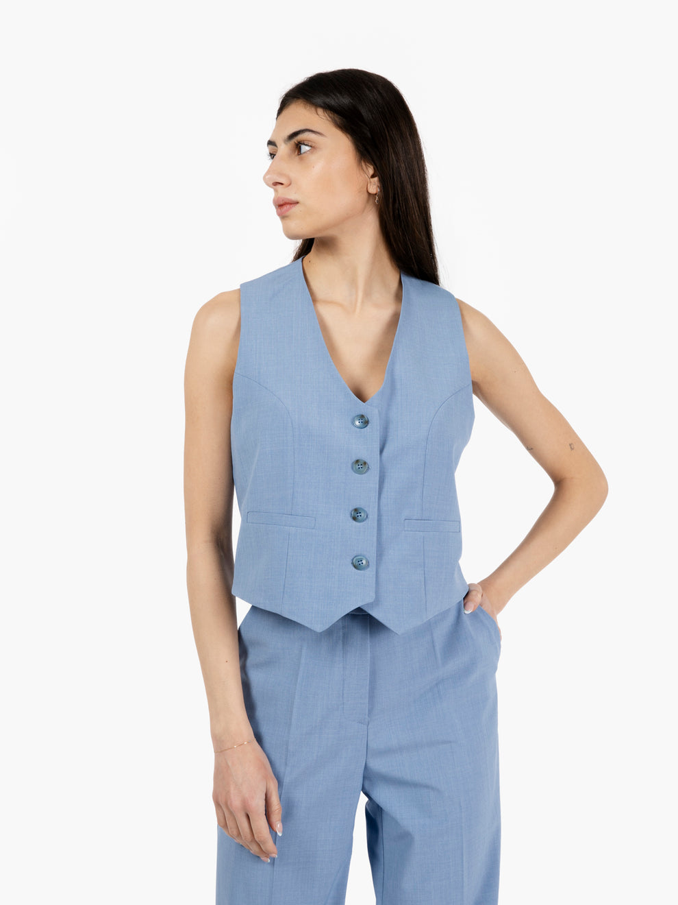 Gilet monopetto polvere