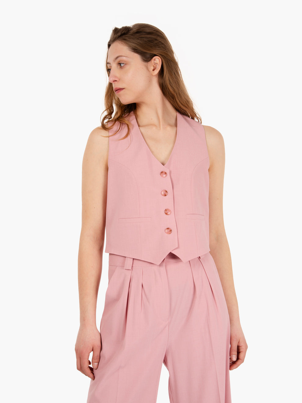 Gilet monopetto rosa