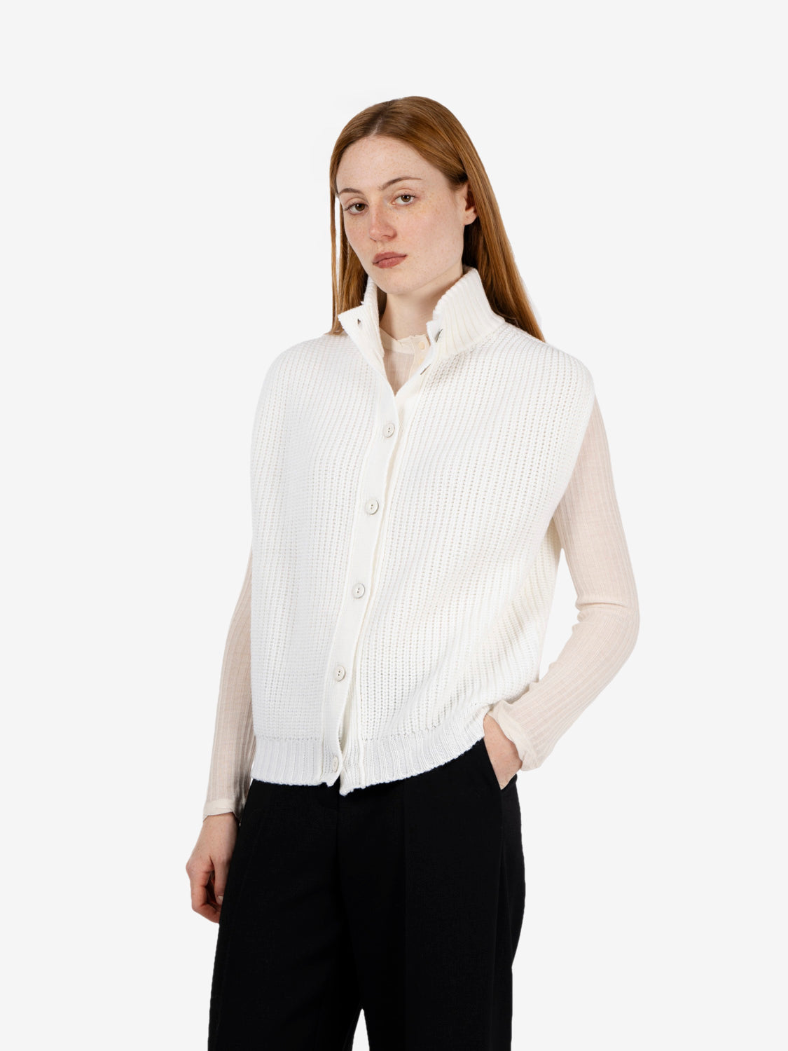 White wool oversized vest