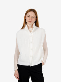 White wool oversized vest