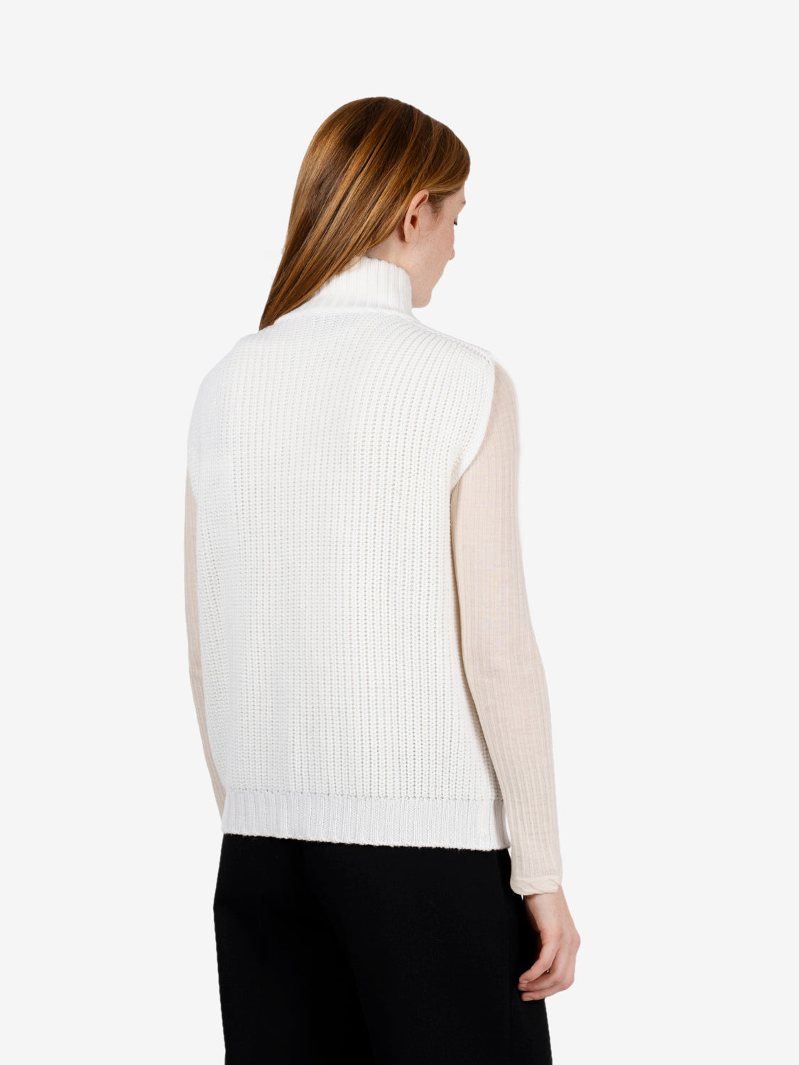 White wool oversized vest