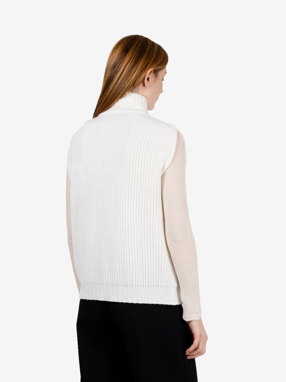 White wool oversized vest