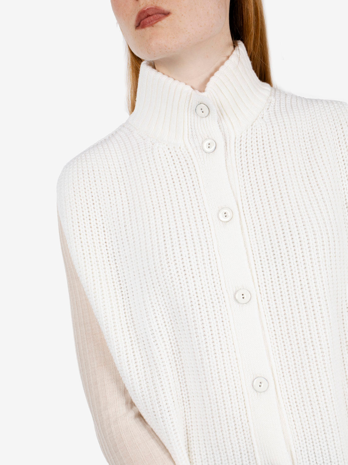 White wool oversized vest