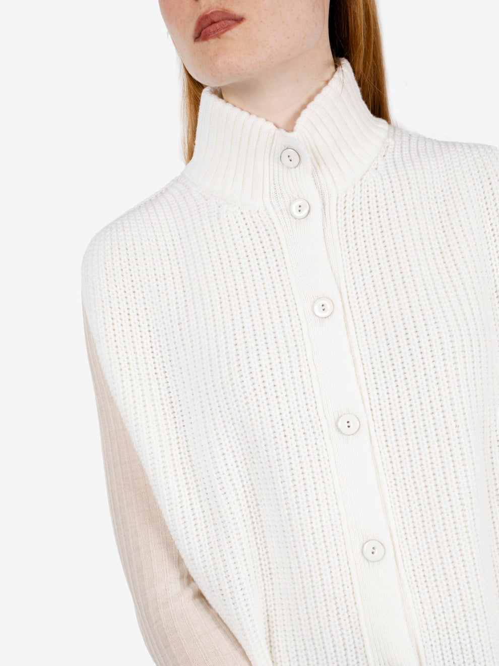 White wool oversized vest
