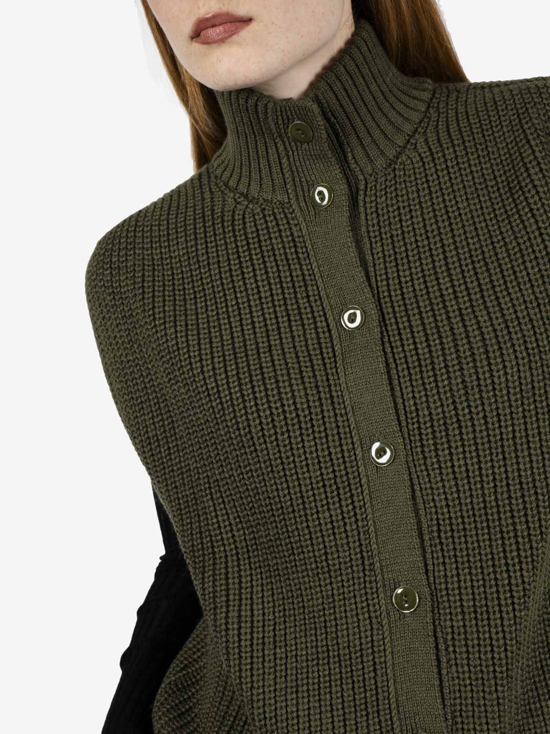 Gilet over in lana militare