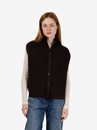 Oversized dark brown wool vest