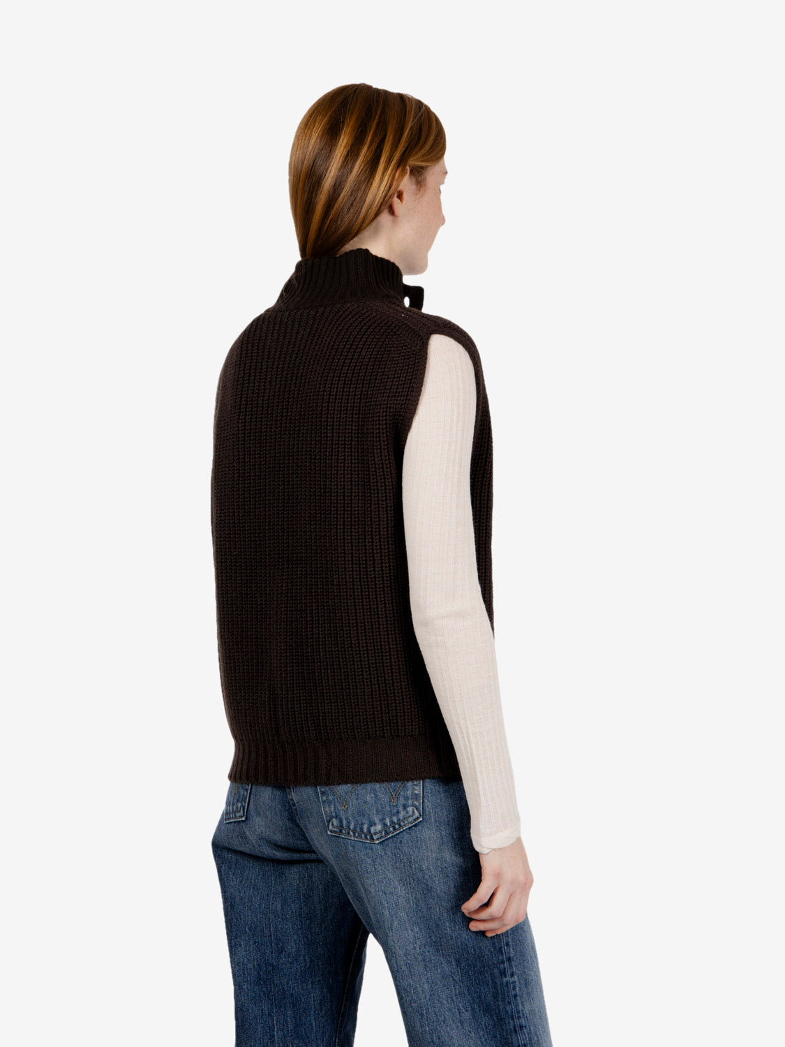 Oversized dark brown wool vest