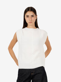 Gilet treccia ecru