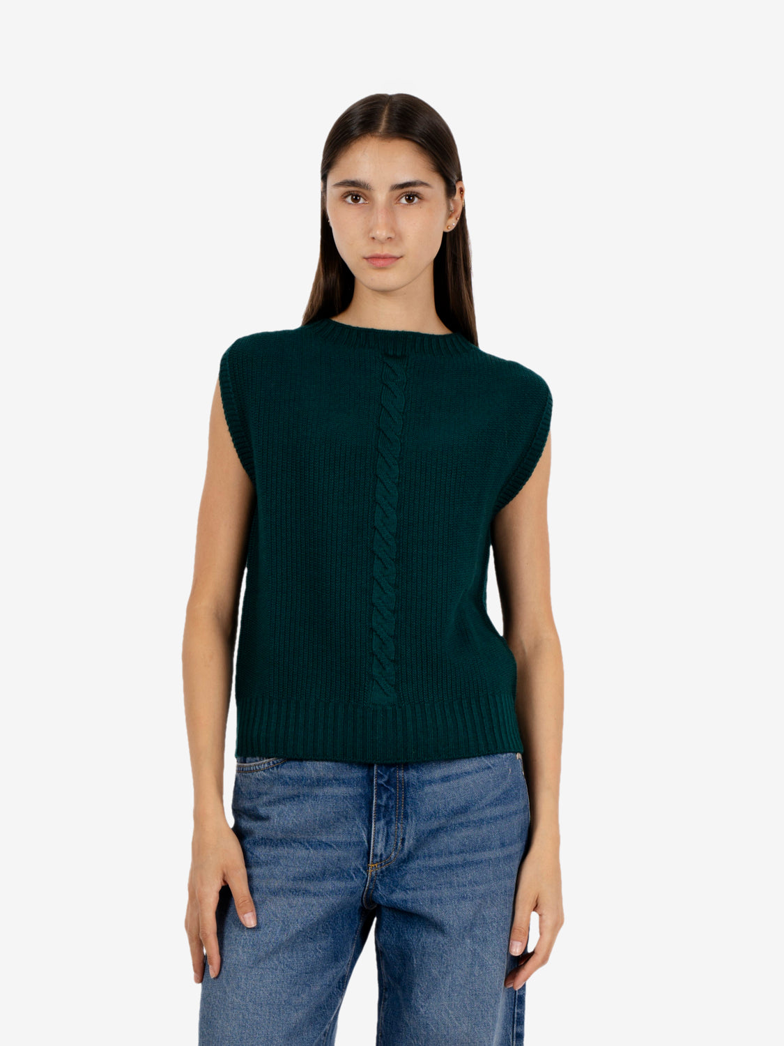 Green braided vest