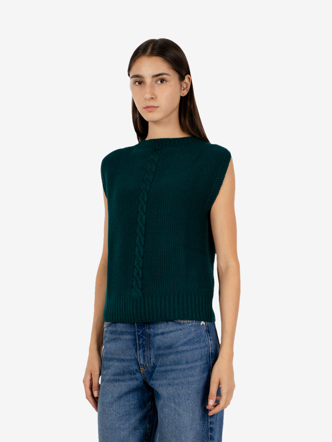Green braided vest
