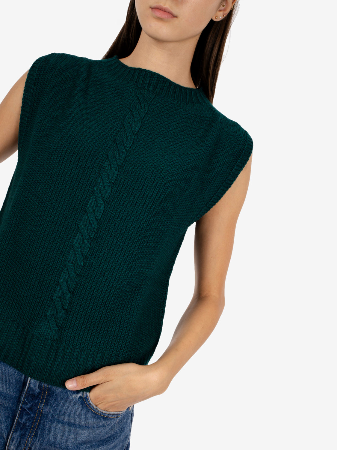 Green braided vest