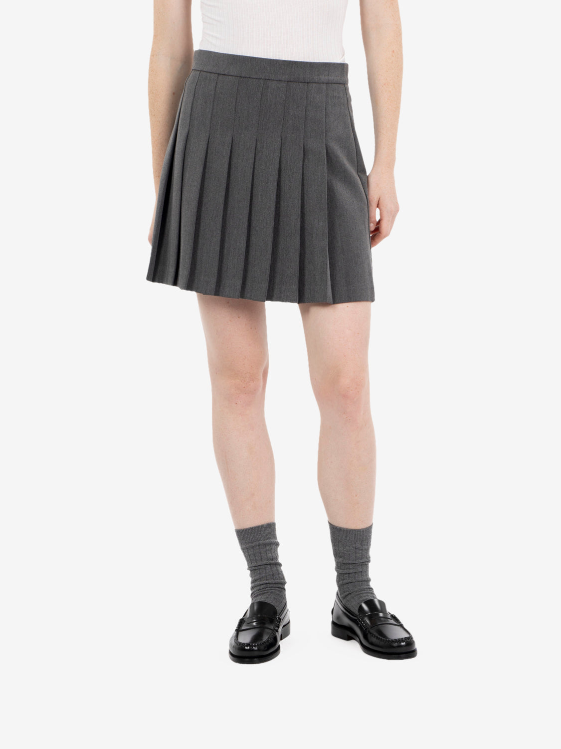 Dark grey pleated mini skirt