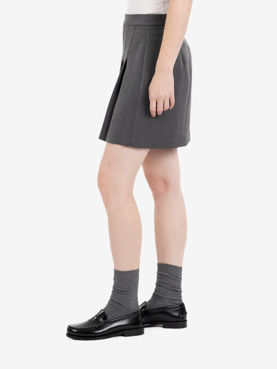 Dark grey pleated mini skirt