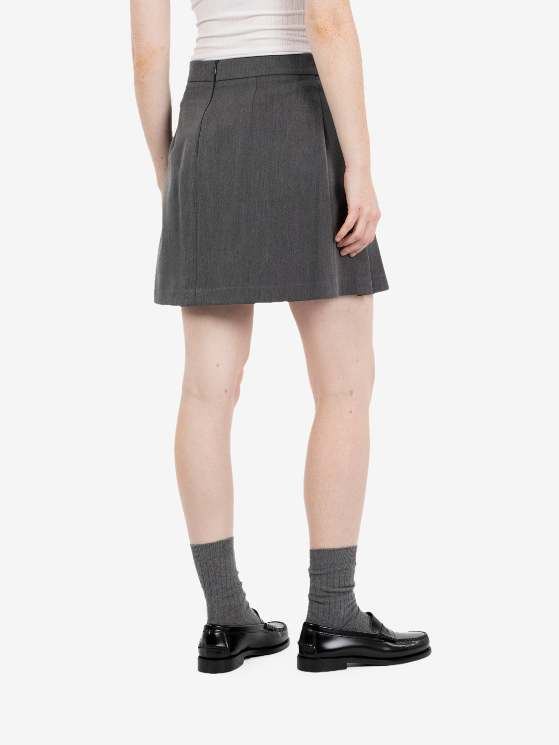 Dark grey pleated mini skirt