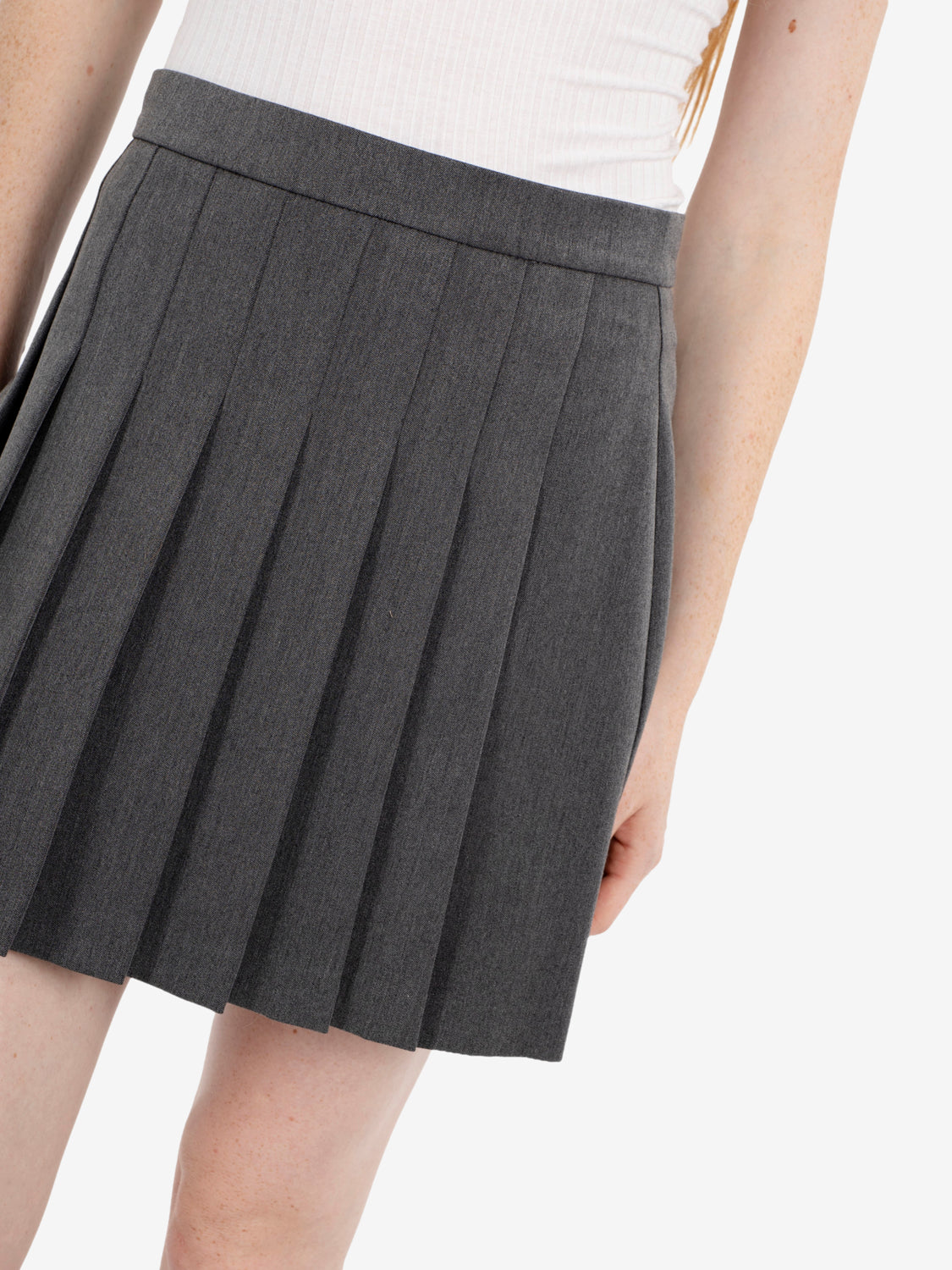 Dark grey pleated mini skirt
