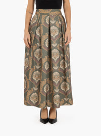 Gonna lunga in fantasia verde / moro