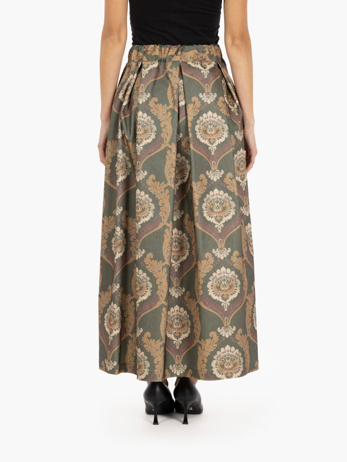 Gonna lunga in fantasia verde / moro