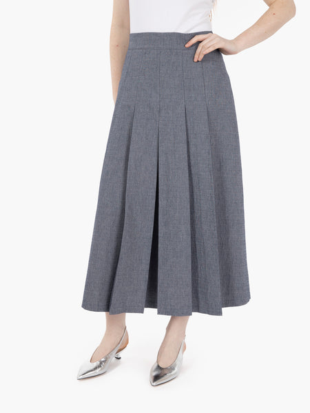 Gonna midi effetto denim blue