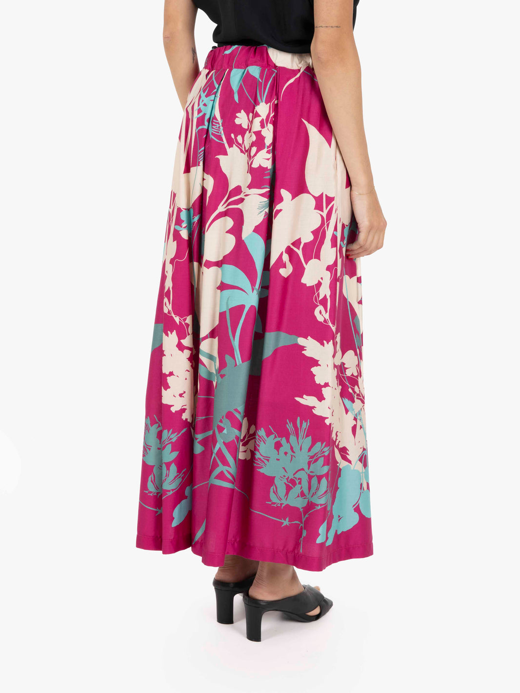Fuchsia patterned midi skirt