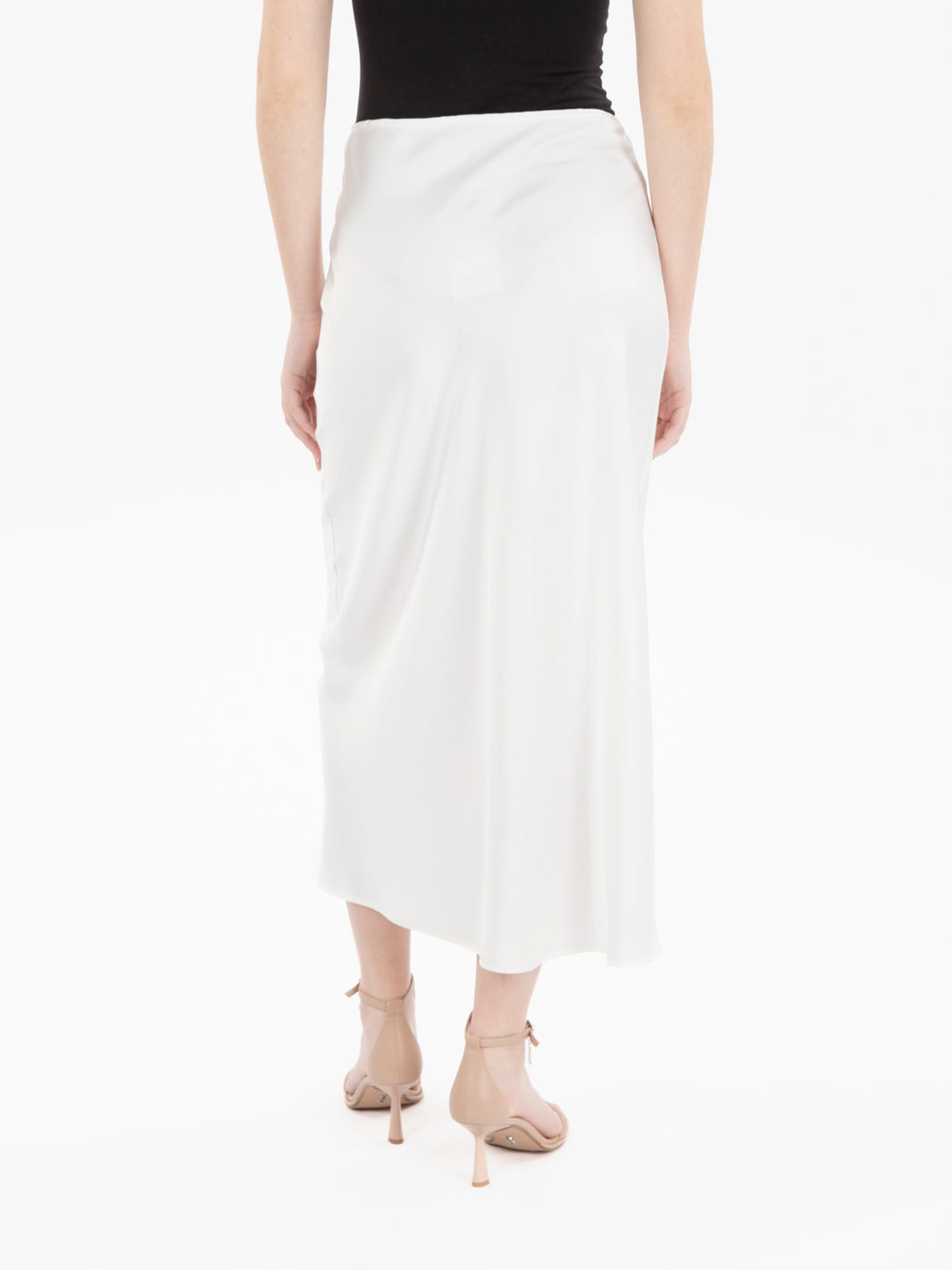 White satin midi skirt