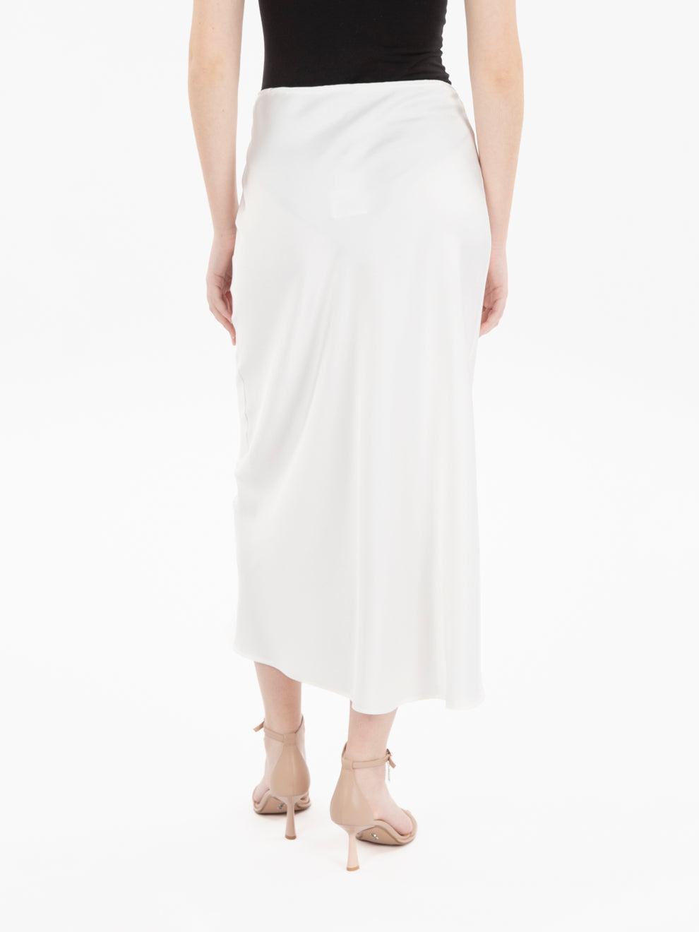 White satin midi skirt
