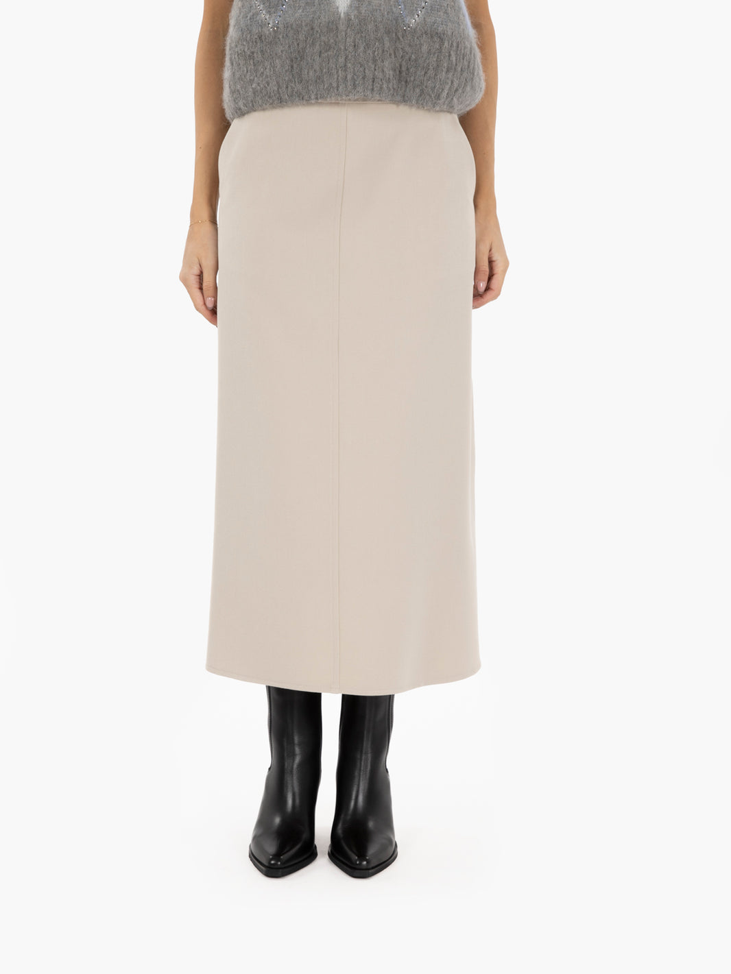 Sabrina beige flared midi skirt
