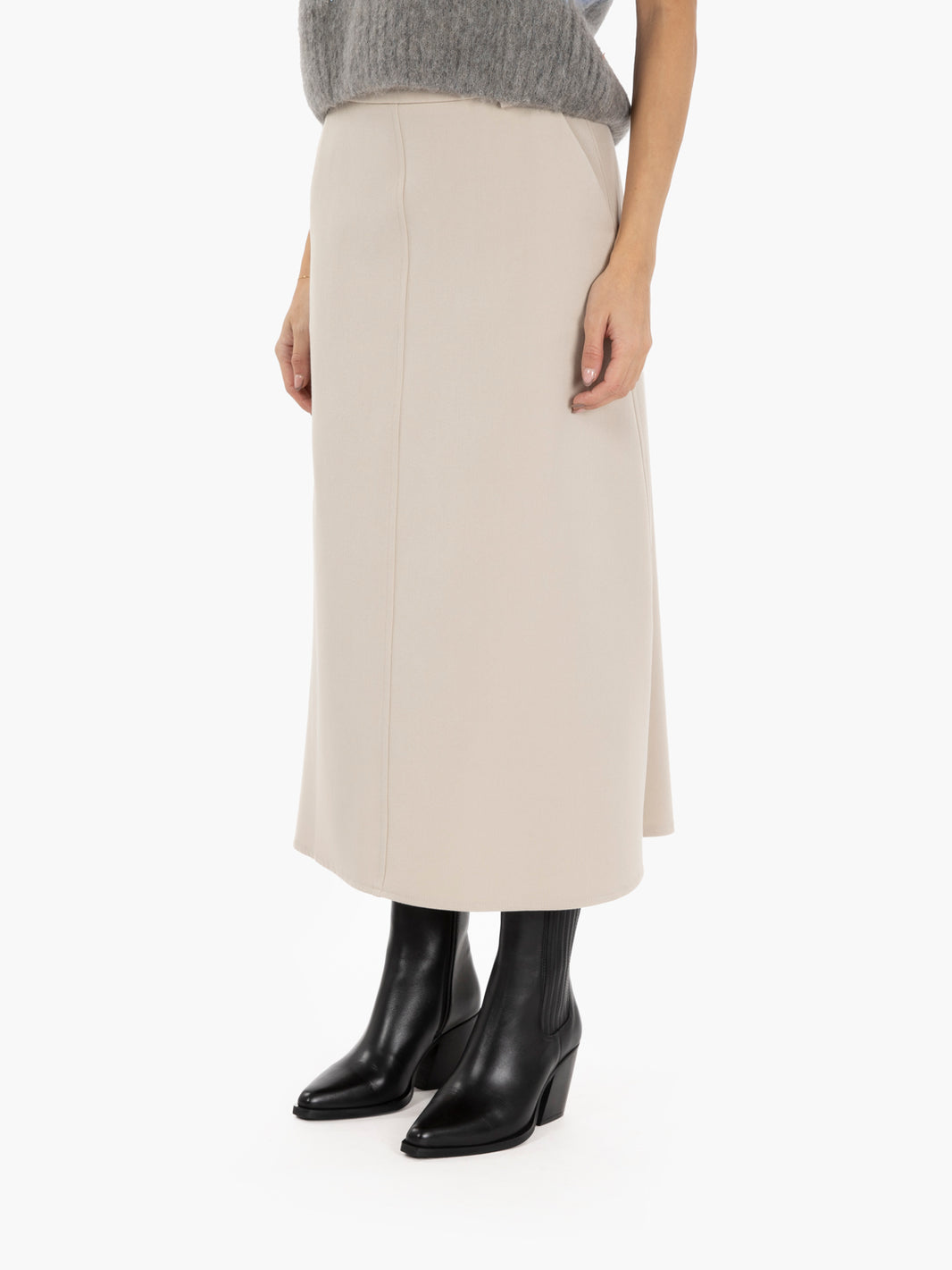 Sabrina beige flared midi skirt