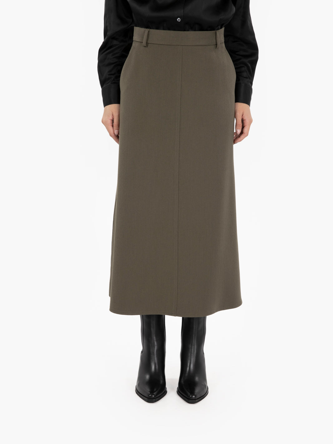 Sabrina green flared midi skirt