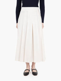 White cotton twill midi skirt