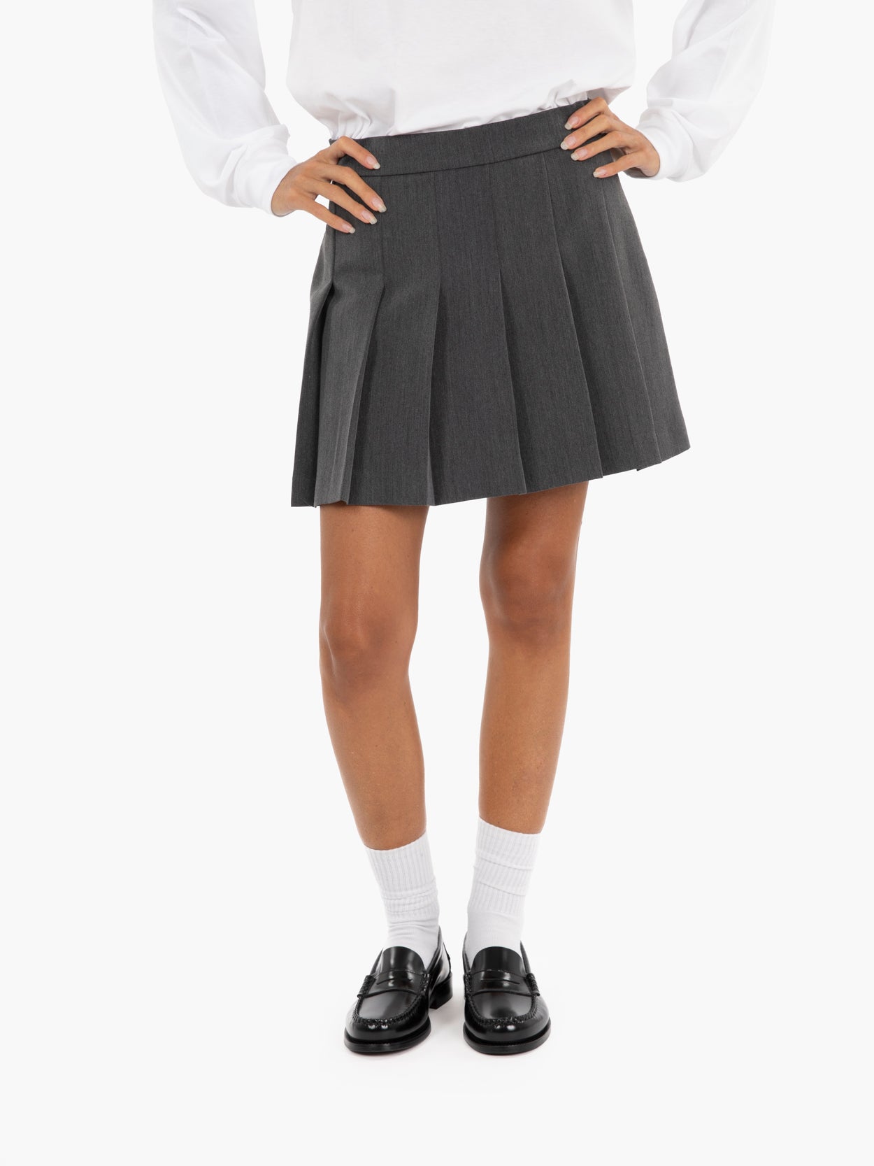 Anthracite pleated culottes