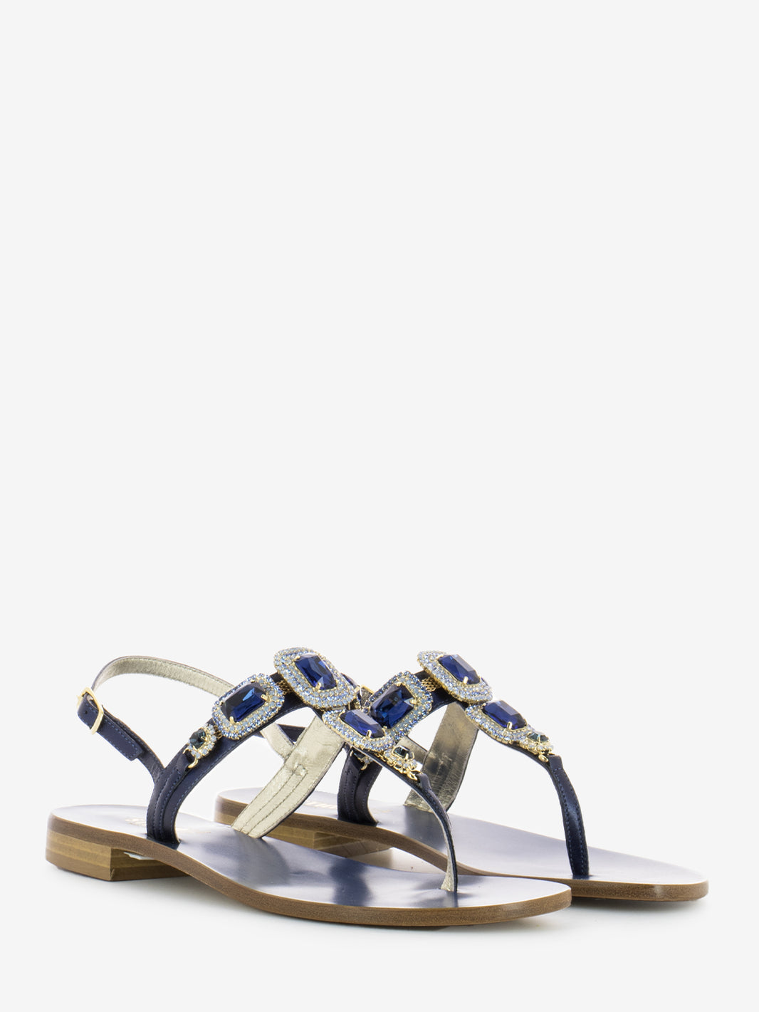 Positano flip flops laminated blue