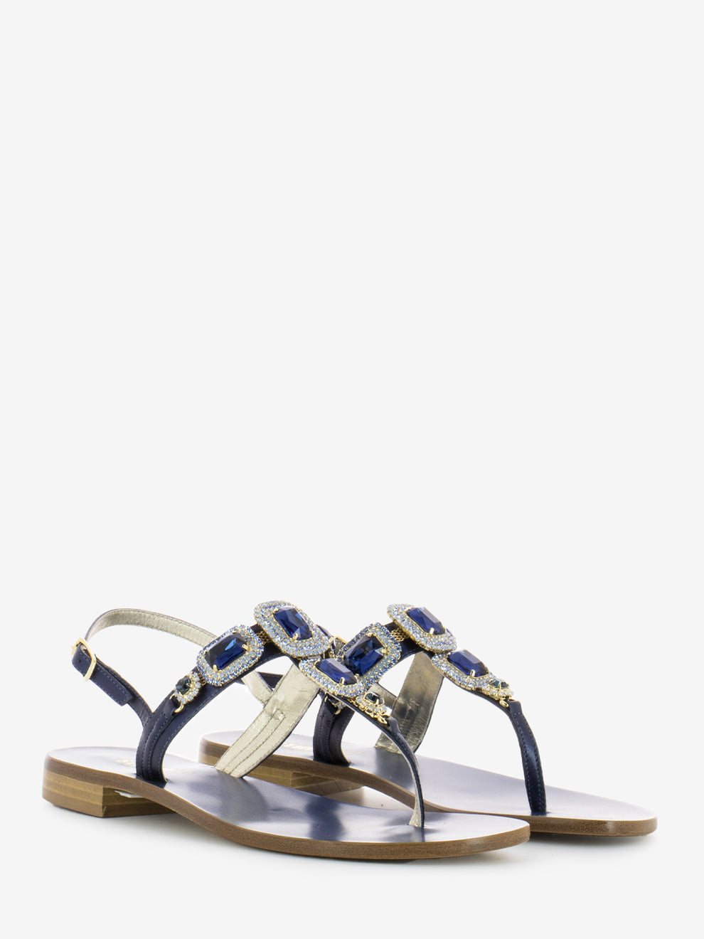 Positano flip flops laminated blue