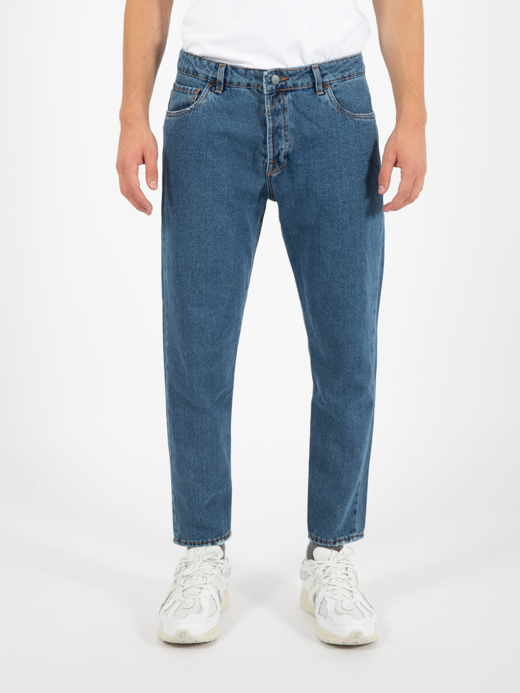 Medium denim cropped jeans