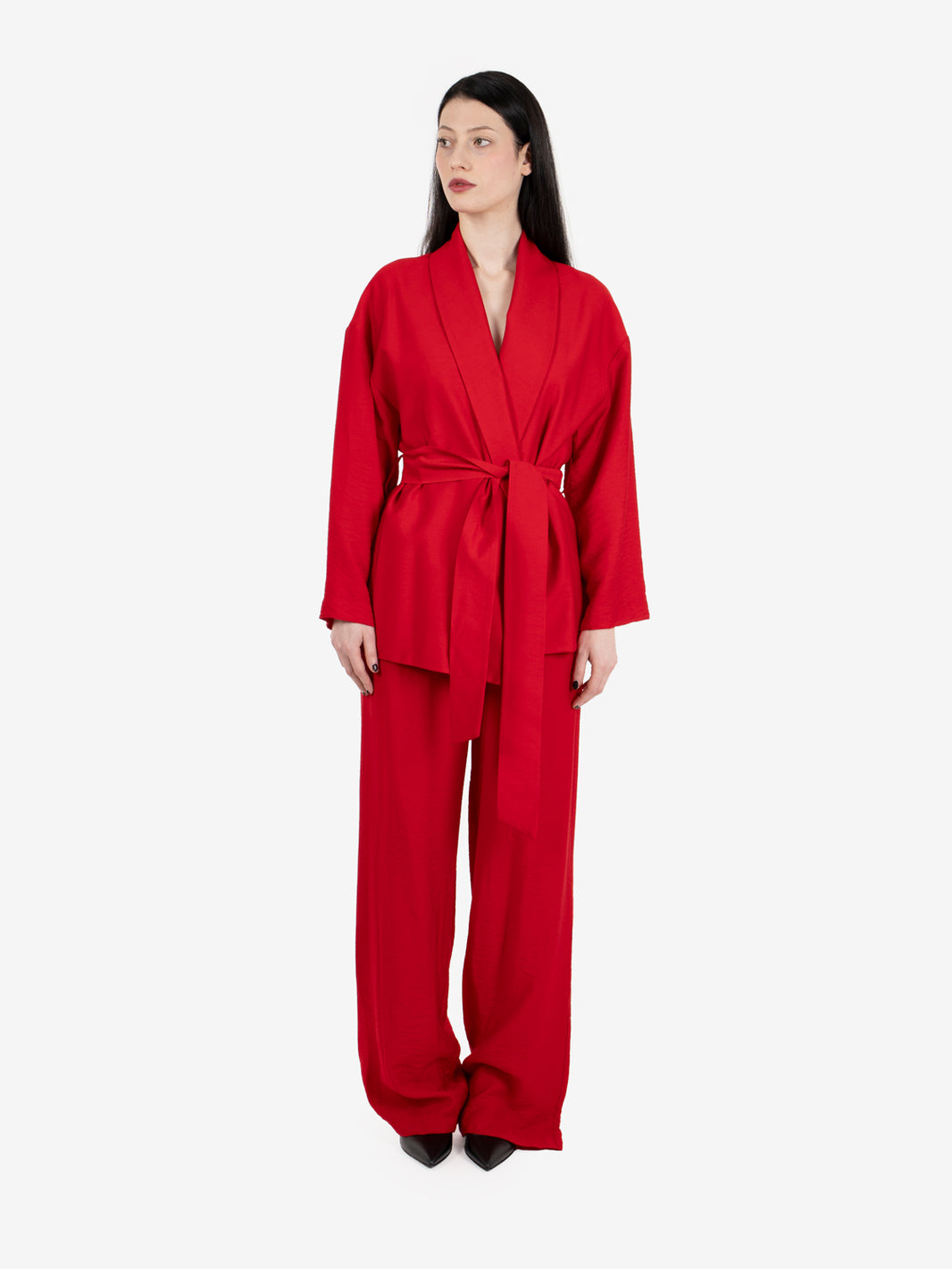 Kimono con cintura rosso