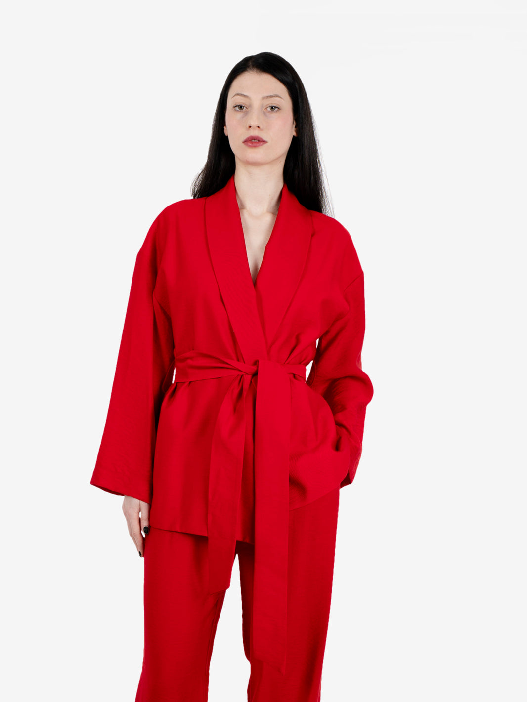 Kimono con cintura rosso