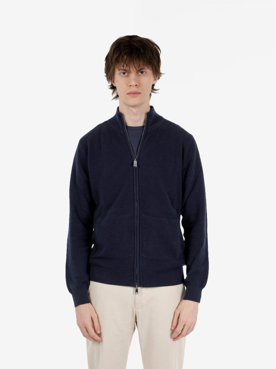 Lupetto con zip navy