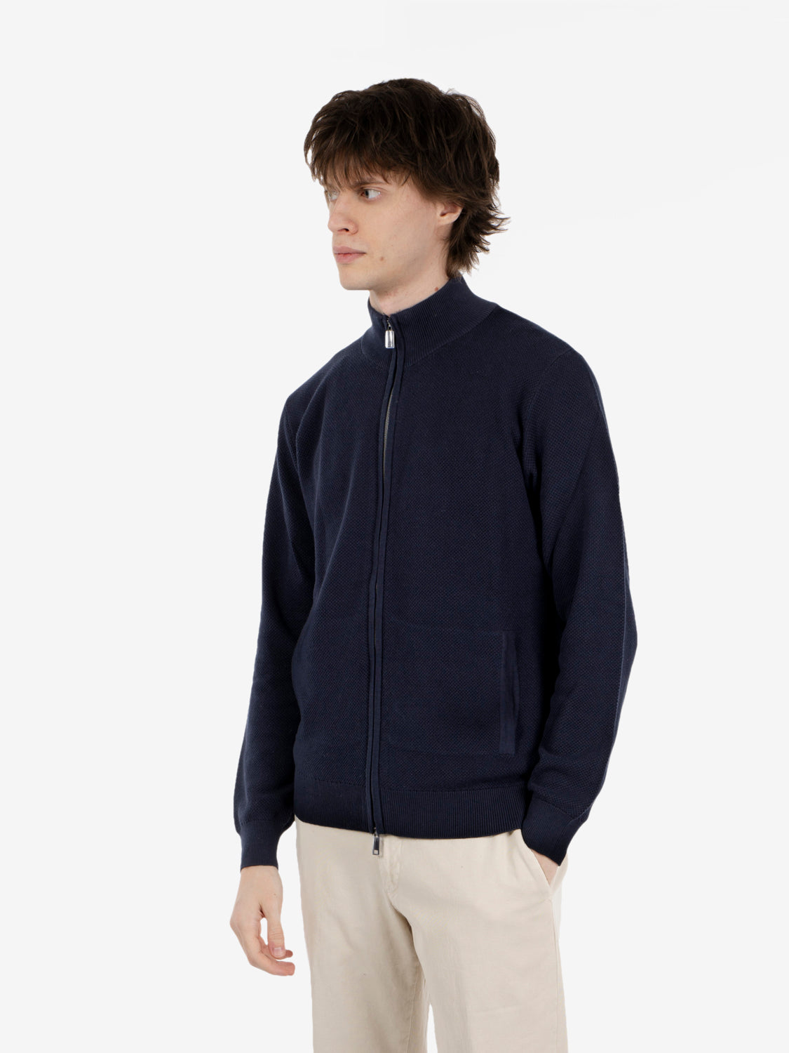 Lupetto con zip navy