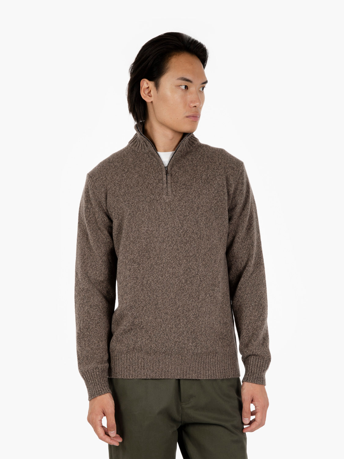 Lupetto con zip tortora