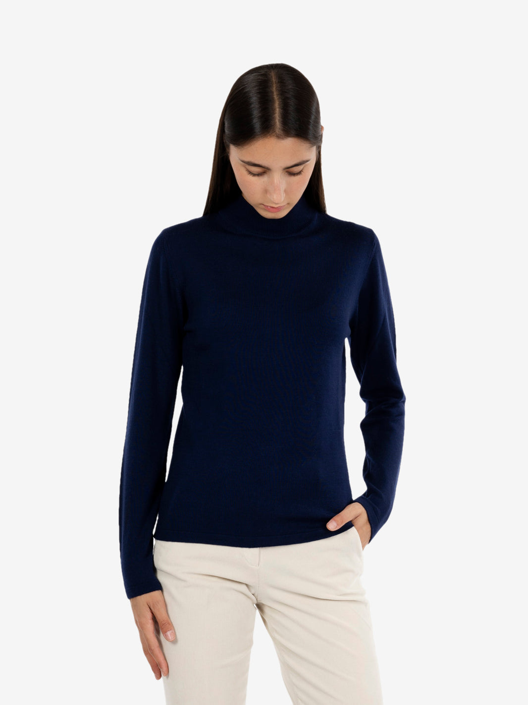 Navy blue wool turtleneck