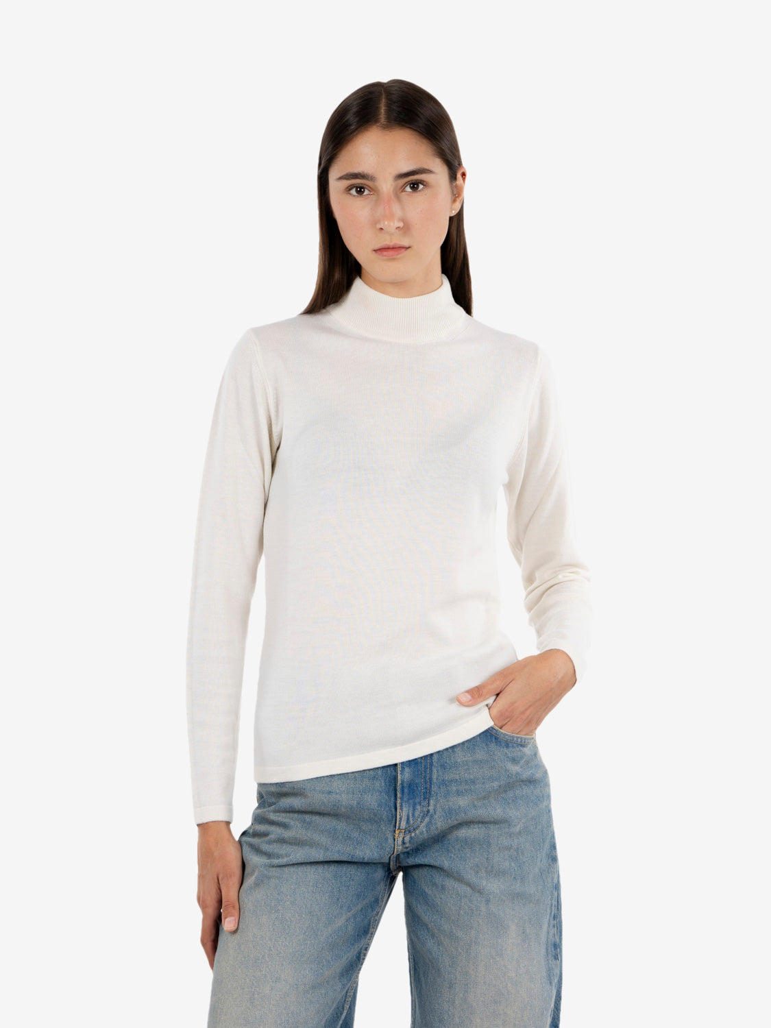 Ecru wool turtleneck