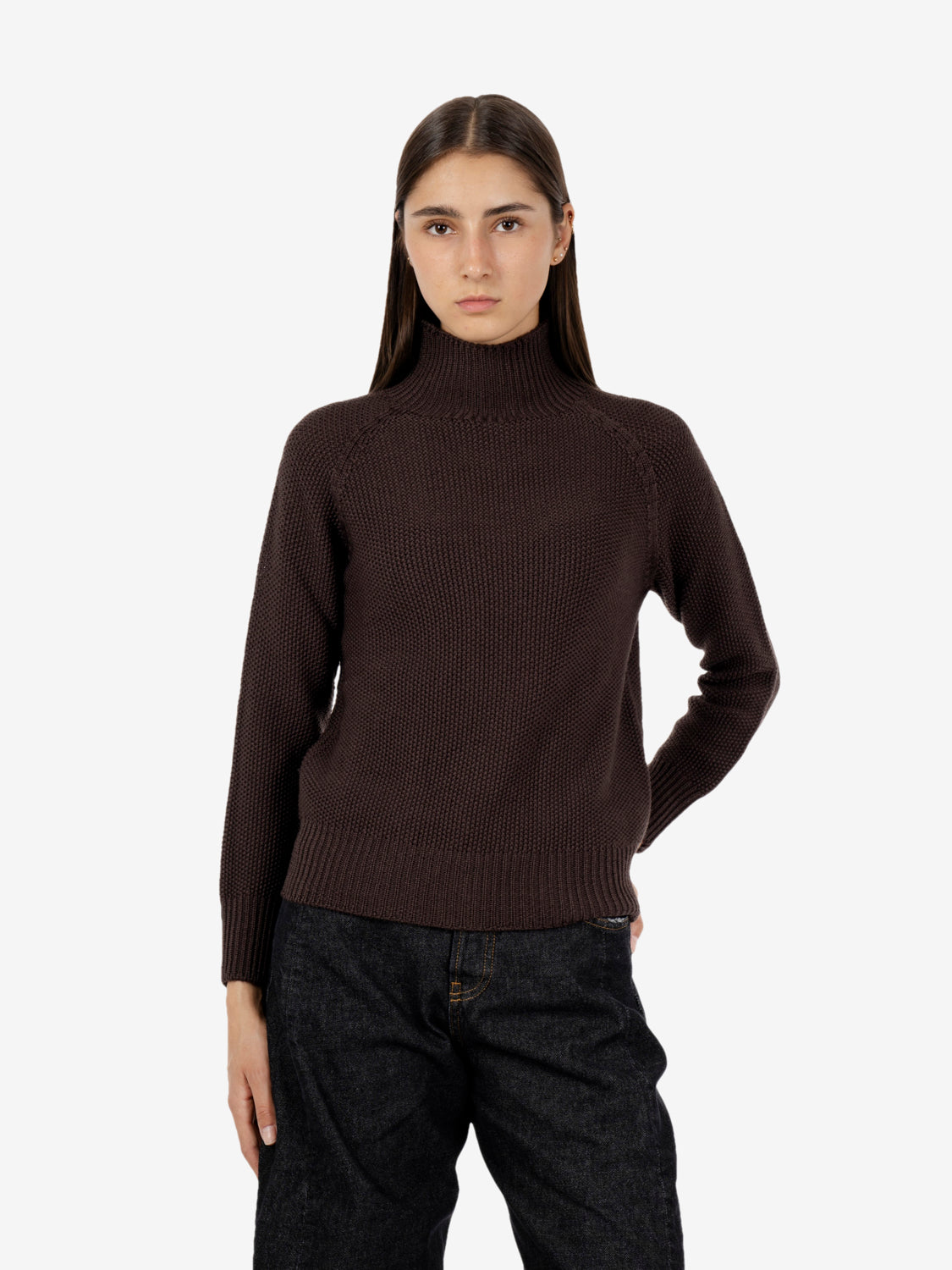 Dark brown rice stitch snood