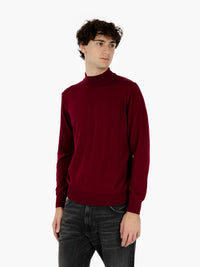 Maglia a lupetto in lana bordeaux